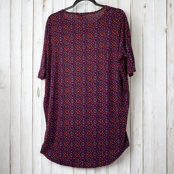 Lularoe Irma Half Sleeve Tunic High Low Polyester Blend Sz Sm Purple Diamonds - Picture 3 of 7